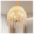 thumbnail image 4 of 20 Inch Crystal Chandelier 6-Light – Waterfall Pendant Light, Gold Finish for Living Room Bedroom Dining Area – Adjustable Height, K9 Crystal Beads, 4 of 6