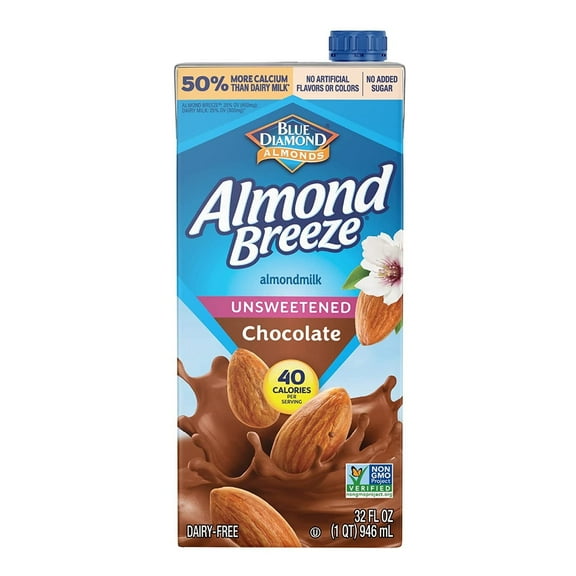 Blue Diamond Unsweetened Kosher Almond Breeze Almond milk Chocolate 32 oz