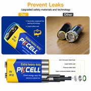 PKCELL Heavy Duty Carbon Zinc 9V Batteries 4-Pack, Ultra Long-Lasting 9 Volt Alkaline-Free Batteries Perfect for Smoke Detectors