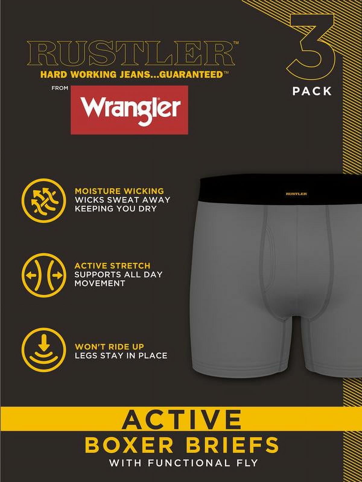 Rustler Men's Boxer Briefs, Active Underwear for Men, M, Black/Charcoal/Burgundy, 3-Pack