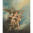 thumbnail image 2 of Maria Cosway 15x17 Black Ornate Wood Framed Double Matted Museum Art Print Titled - An Angel and Putti Accompanying a Child's Soul to Heaven, 2 of 5