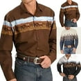 thumbnail image 2 of Mens Long Sleeve Shirts Western Tribal Ethnic Vintage Retro Button Outwear Tops, 2 of 4