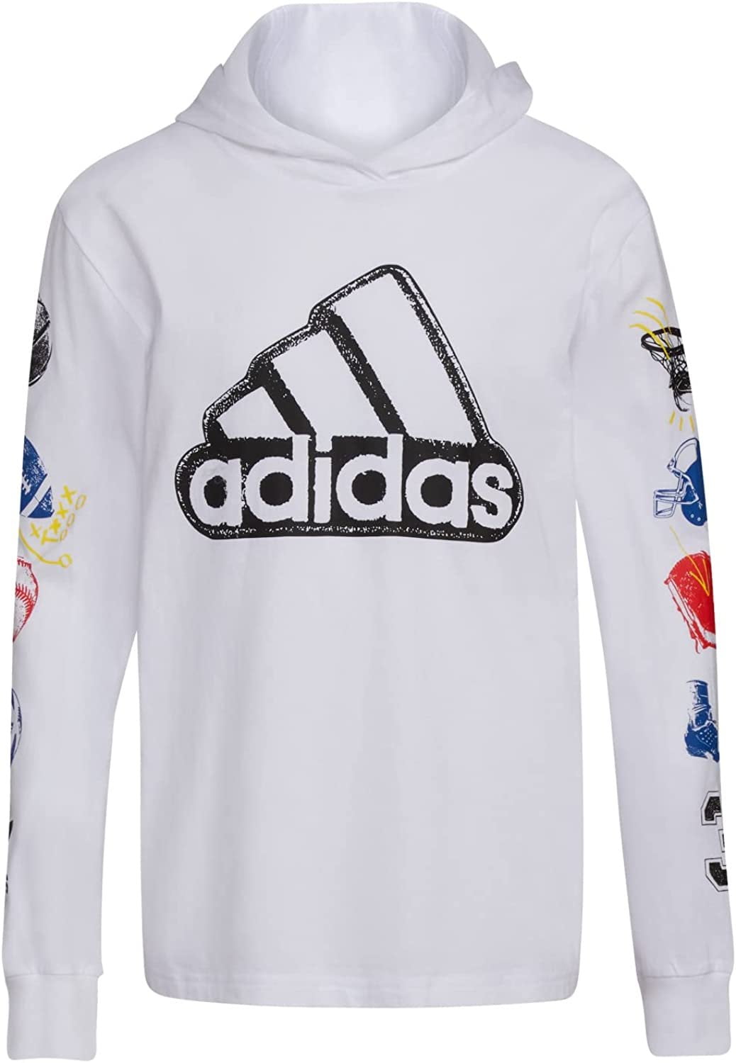 Vurdering generelt radar adidas Boys' Long Sleeve Cotton Jersey Hooded T-Shirt Tee, Sport Stamp on  White, Small - Walmart.com