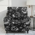 thumbnail image 2 of Renewold Gothic Skull Black Recliner Couch Cover Wear Resistant Reclining Couch Cover 4 Pieces Stretch Recliner Slipcover Breathable Furniture Protector Home Decor, 2 of 8