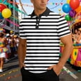 thumbnail image 2 of Polo Shirts For Men Short Sleeve Knit Stripe Casual Summer Fit Business Leisure Male Tops, 2 of 6