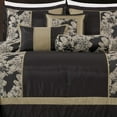 thumbnail image 3 of Chezmoi Collection Cameron Comforter Set Queen Size, 7-Piece Black Gold Hibiscus Floral Jacquard Bedding Set, 3 of 9