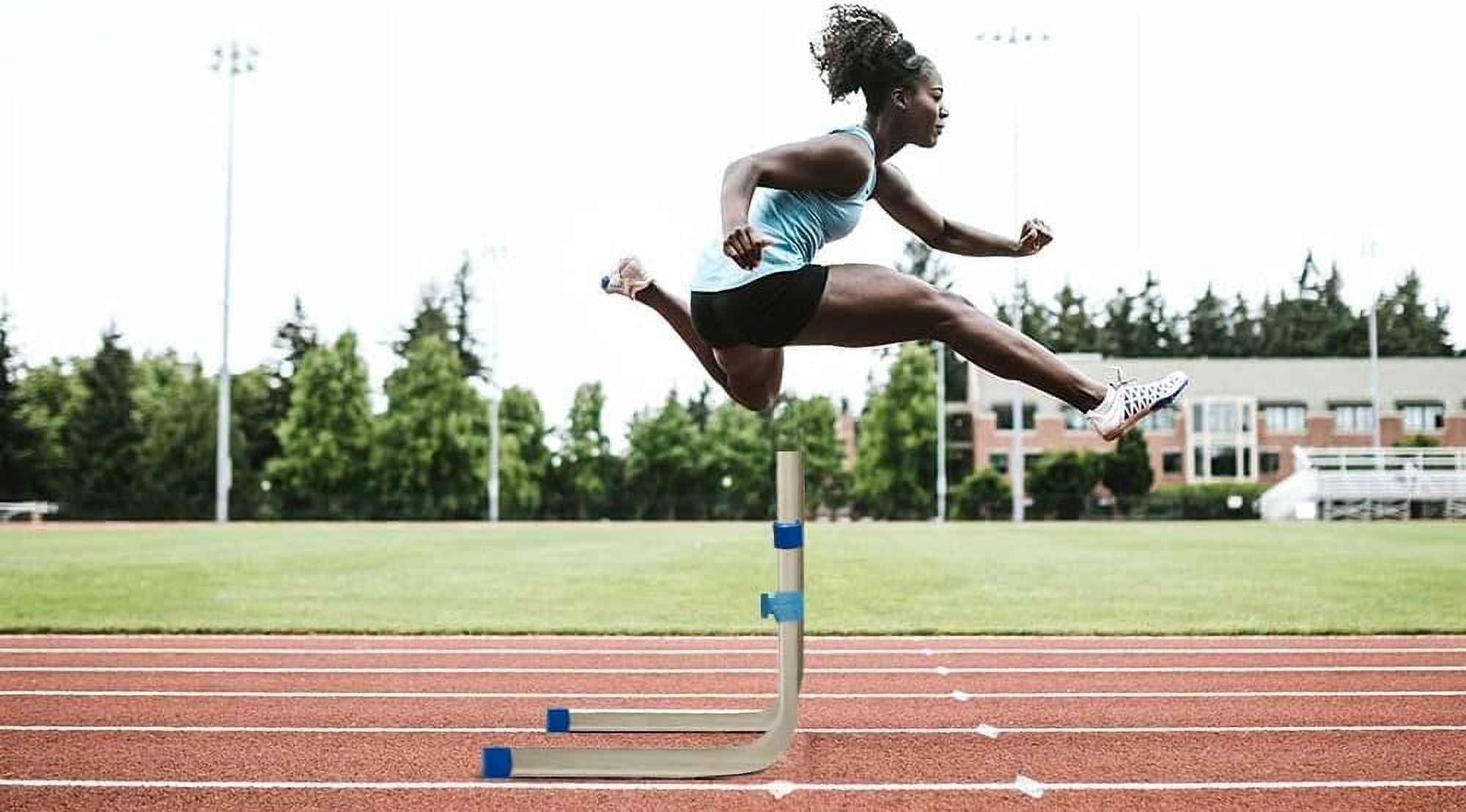 Amber Sporting Goods Enhanced Training Agility Hurdles: Premium Self-Return Aluminum Set for Track, Field, Soccer, Football - Adjustable 27" to 42" - Versatile Performance Tools (Set of 3)