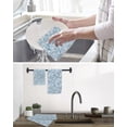 thumbnail image 5 of Blue Flowers Kitchen Dish Towels for Drying Dishes Set of 4, Farmhouse Botanical White Floral Leaves Waffle Weave Microfiber Hand Tea Bathroom Towels Quick Dry & Absorbent Towel 12x12, 5 of 7