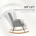 thumbnail image 5 of Furniliving Teddy Rocking Chair, Upholstered Nursery Glider with High Back & Padded Seat, Solid Wood Base Modern Armchair for Living Room Bedroom,Gray, 5 of 11