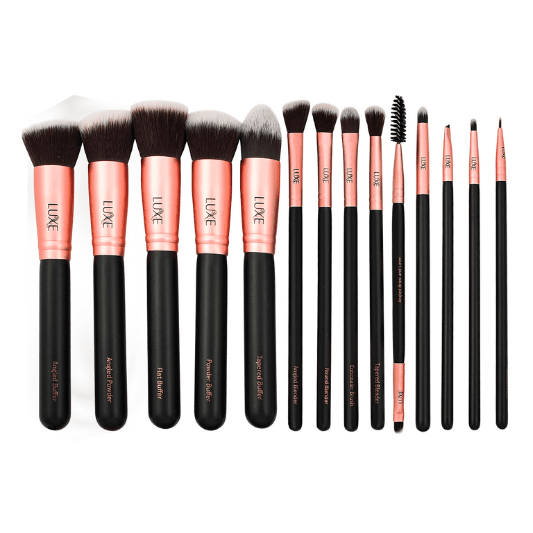 Luxe Makeup 14-Piece Brush Set with Brush Cleaning Solution 