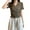 Khaki-07, variant on Women's Cross V-Neck Crop Top Korean Fashion Short Sleeve T-Shirt Slim Fit Summer Tee Casual Stretch Shirt