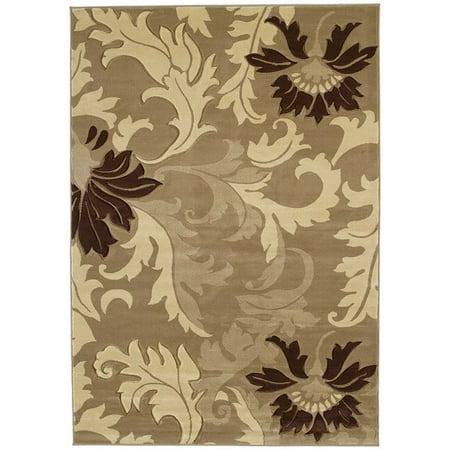 - United Weavers Contours Area Rugs - 510-21126 Contemporary Beige Damask Leaves Petals Rug