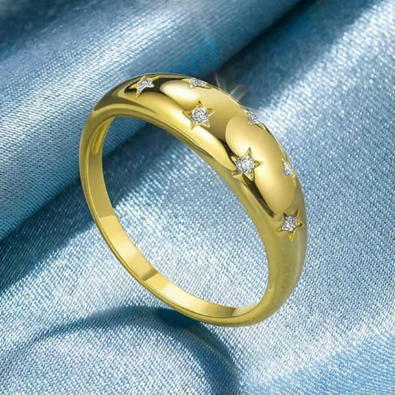 K-KED 18k Yellow Gold Plated Women Rings Gorgeous Cubic Zirconia Delicate Jewelry Size 6-10-10