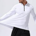 thumbnail image 4 of OGLCCG Men's UPF 50+ Sun Shirts 1/4 Zip Zip Long Sleeve UPF 50+ Sun Protection Lightweight Quick Dry Golf Shirts Outdoor Running Rash Guard T-Shirts,L,White, 4 of 6