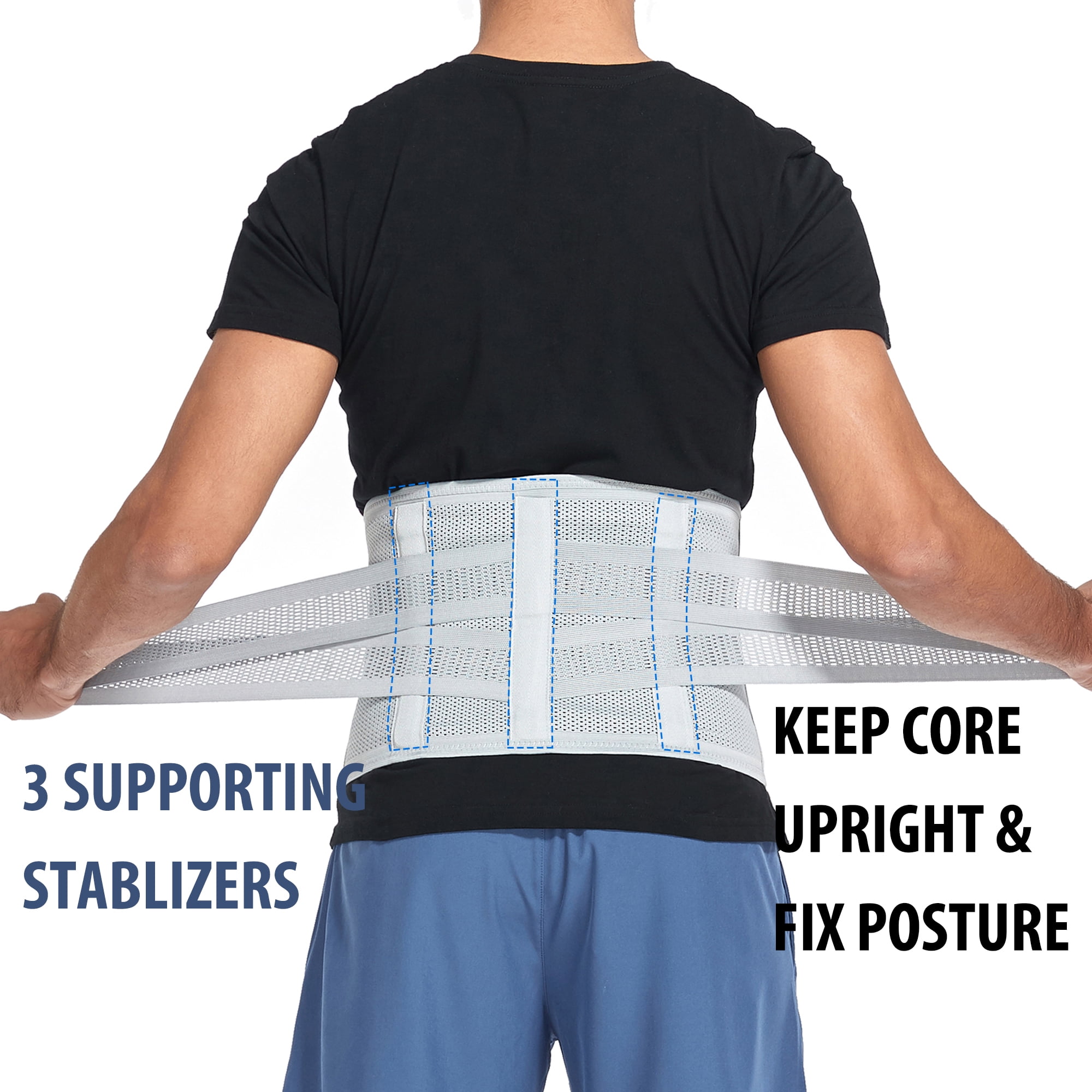Back Support Belt for Women and Men, Back Brace Relieve Lower Back Pain,  Lower Back Brace with 8 Reinforce Bones,Tummy Control Black-M