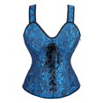 thumbnail image 3 of FASHOFT Navy Corset Shapewear For Women Halter Zip Jacquard Pattern Court Style Top Boned Waist Cinching Fashion Body Shaper Bustier For Party Corset Mini Dress XXL, 3 of 3