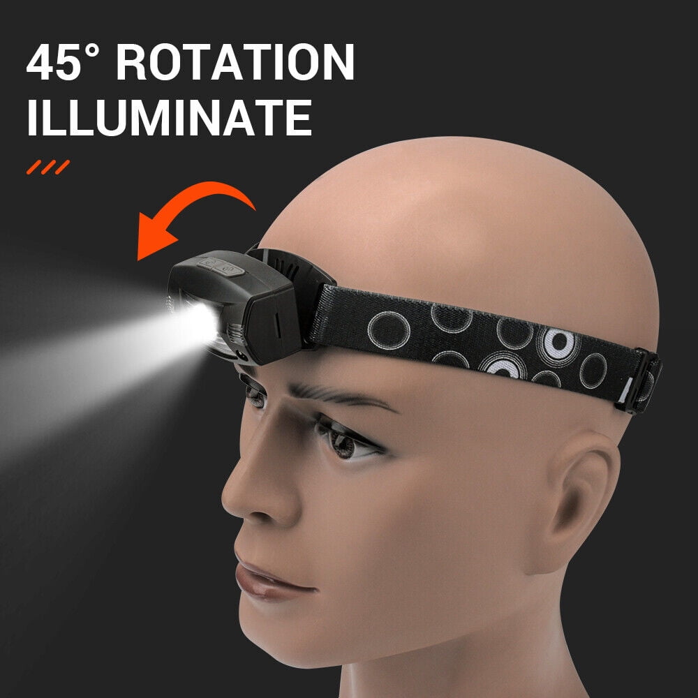USB Rechargeable LED Headlamp Flashlight Waterproof Lightweight Infrared Sensor 350LM Headlight Head Torch