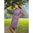 thumbnail image 4 of Zaccai Women's Purple Georgette Geometric Button Down Dress, 4 of 5
