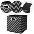 thumbnail image 3 of Cajas de almacenamiento de cubos plegables 13x13x 13 pulgadas Contenedores de cubos de almacenamiento de tela Inserciones de cubos negros Cestas de almacenamiento de tela impresas Chevron Cajón plegab, 3 of 5