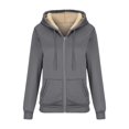 thumbnail image 3 of Women's Hoodie Zip Sherpa Lined Fleece with Pockets Warm Jacket Zip-Up Coat, 3 of 9