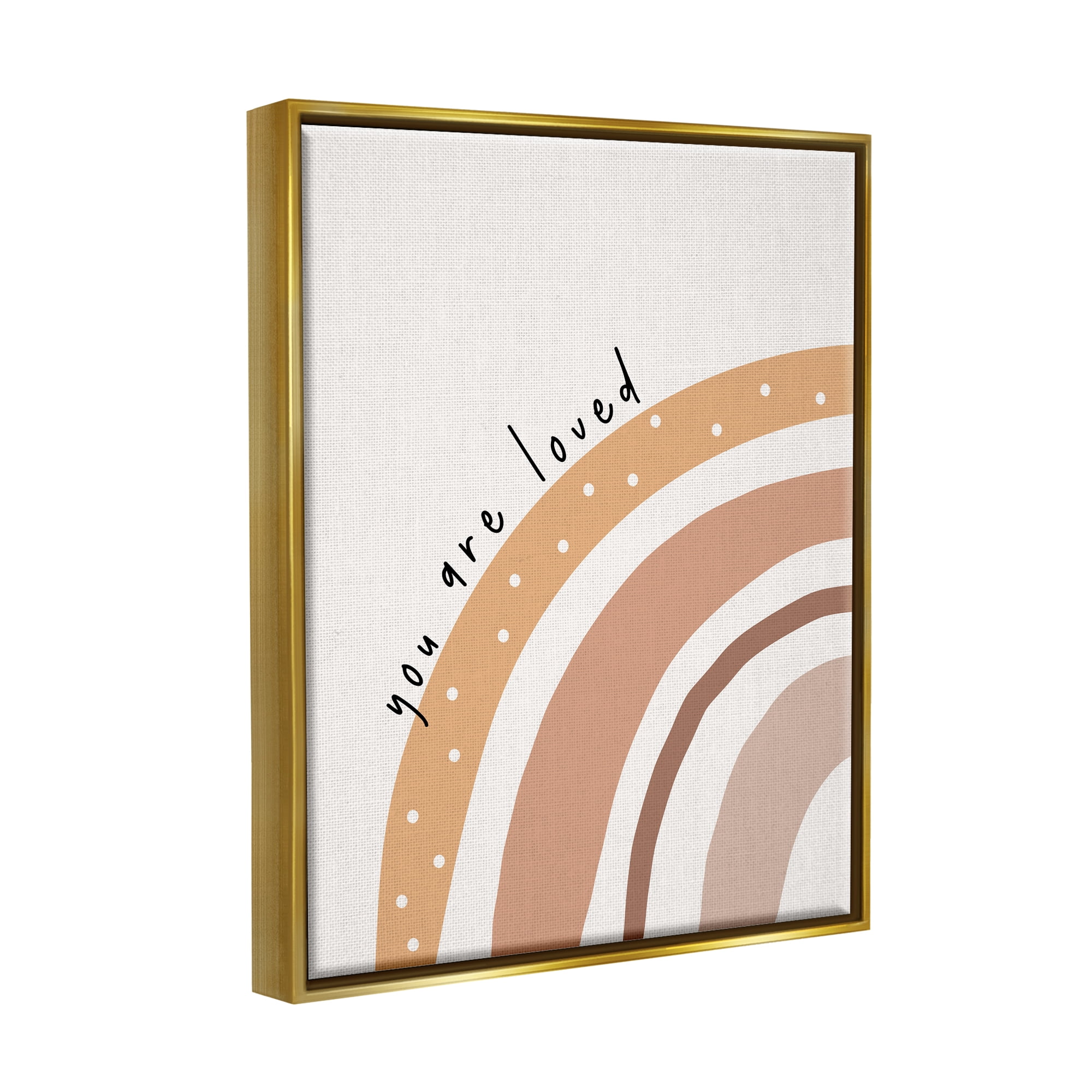Stupell Industries You Are Loved Rainbow Inspirational Painting Gold Floater Framed Art Print Wall Art, 25 x 31