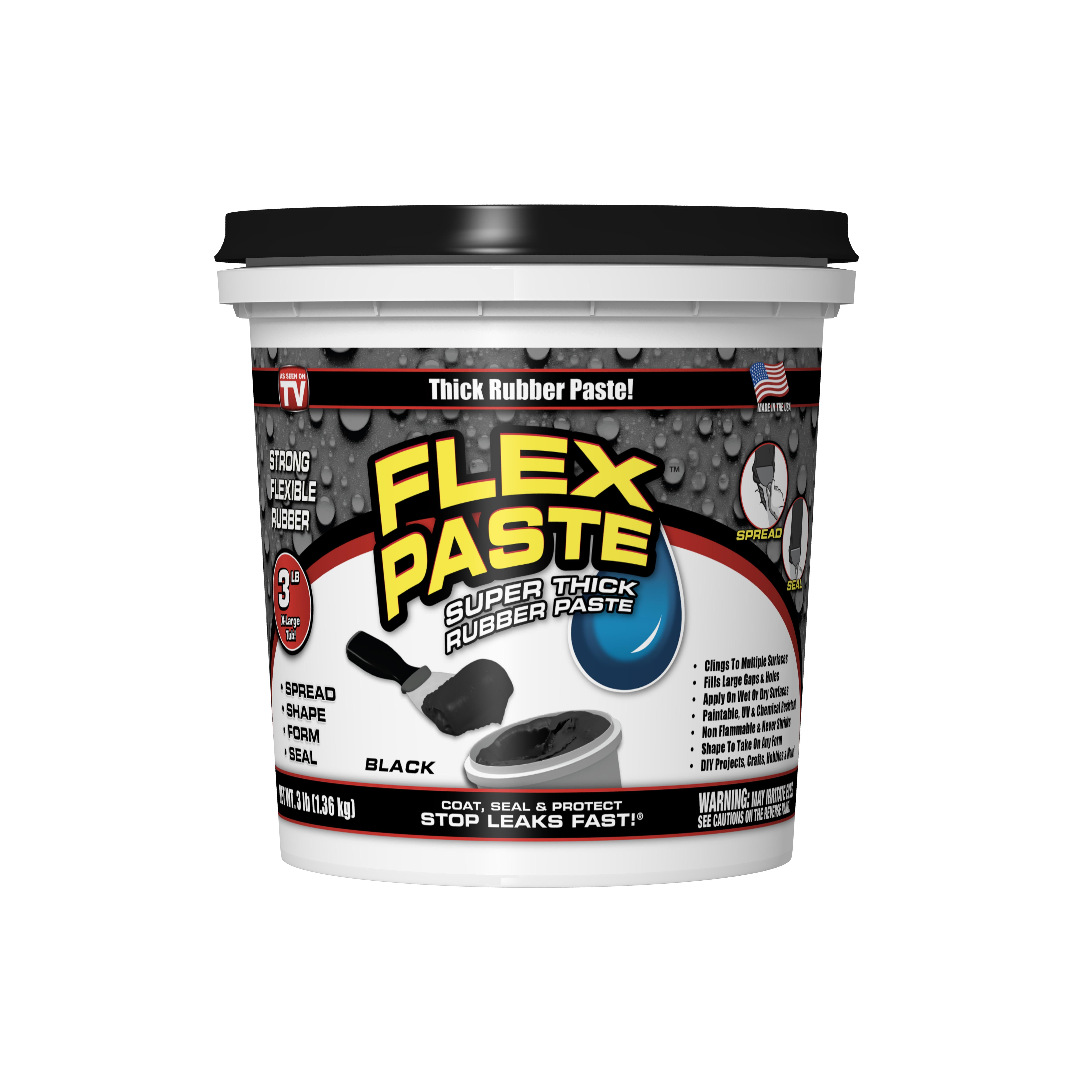 Flex Paste, Super Thick Rubber Paste, 3 lb, Black