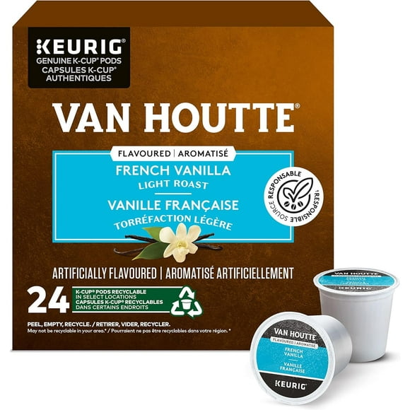 Van Houtte French Vanilla K - Coffee , 24 Count For Keurig Coffee Makers (2 Packs, Total 48 Pods)