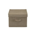 thumbnail image 3 of Household Essentials Large Fabric Storage Bins 2 Pack, Soft Poly Linen with Sturdy Sides, Attached Handle and Fully Removable Lid, Brown, 3 of 8