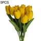 thumbnail image 5 of Injueey Ramo de flores artificiales de peonía de seda rosa, 5 uds., tulipanes, flores falsas para el hogar, decoración de boda, interior Kits de decoración para fiestas amarillo Injueey HA2017-01, 5 of 6