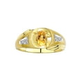 thumbnail image 1 of RYLOS Men's Rings 14K Yellow Gold Rings Classic Designer Style 7X5MM Oval Gemstone & Diamond Ring Citrine November Birthstone Rings For Men Size 13, 1 of 6