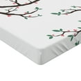thumbnail image 2 of Ambesonne Love Fitted Sheet, Retro Birds on Tree Branch, Full Size, Green Pink Brown, 2 of 3