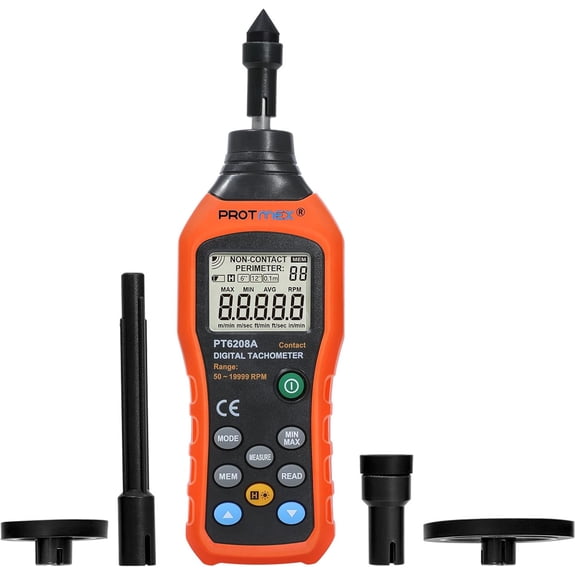 PT6208A Digital Contact Tachometer 50‑19999RPM Handheld Speed Meter with LCD Backlight & Data Logging