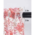 thumbnail image 6 of Red Pink Flowers Curtains 54 Inch Length, Sheer Curtains for Bedroom Living Room Window Watercolor Summer Botanical Floral Rod Pocket Voile Drapes Kitchen Curtains Small Half Window 52"x54" 2 Panels, 6 of 6