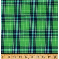 Cotton Homespun Green Blue Large Plaid Squares Checks Piccadilly Cotton Fabric by the Yard (W24227-74)