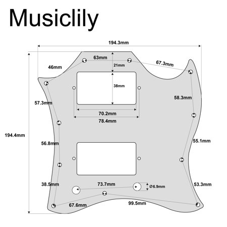 Musiclily Pro 11穴 Import SGタイプギター用ラージピックガード、4プライ茶べっ甲