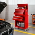 thumbnail image 2 of Seizeen Tool Chest, 2-IN-1 Rolling Tool Chest & Cabinet Double Door, Lockable Tool Box Organizer On Wheels with 8 Sliding Drawers, Hidden Double Tool Box, Red, 2 of 9