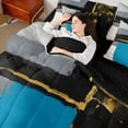 thumbnail image 4 of jejeloiu Graffiti Geometric Square 7-Piece Twin Bedding Sets,Blue White Black Bedding Comforter Set For Adults Reversible, 4 of 8