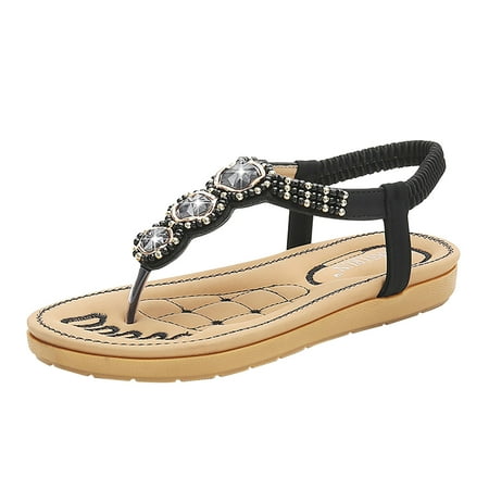 

Leather Flat Sandals Women With Rhinestone Sandals Casual Shoes Footwear