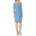 thumbnail image 2 of Alex Evenings Womens Slimming Short Sheath 3/4 Sleeve Dress with Surplus Neckline 6 Sky Blue, 2 of 4