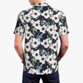 thumbnail image 4 of Daiia Floral Flowers Blue Pattern Men’s Polo Shirts,Solid Deck Shirt,Classic Fit, Breathable Cotton Polo for Casual and Sport Wear-X-Large, 4 of 9