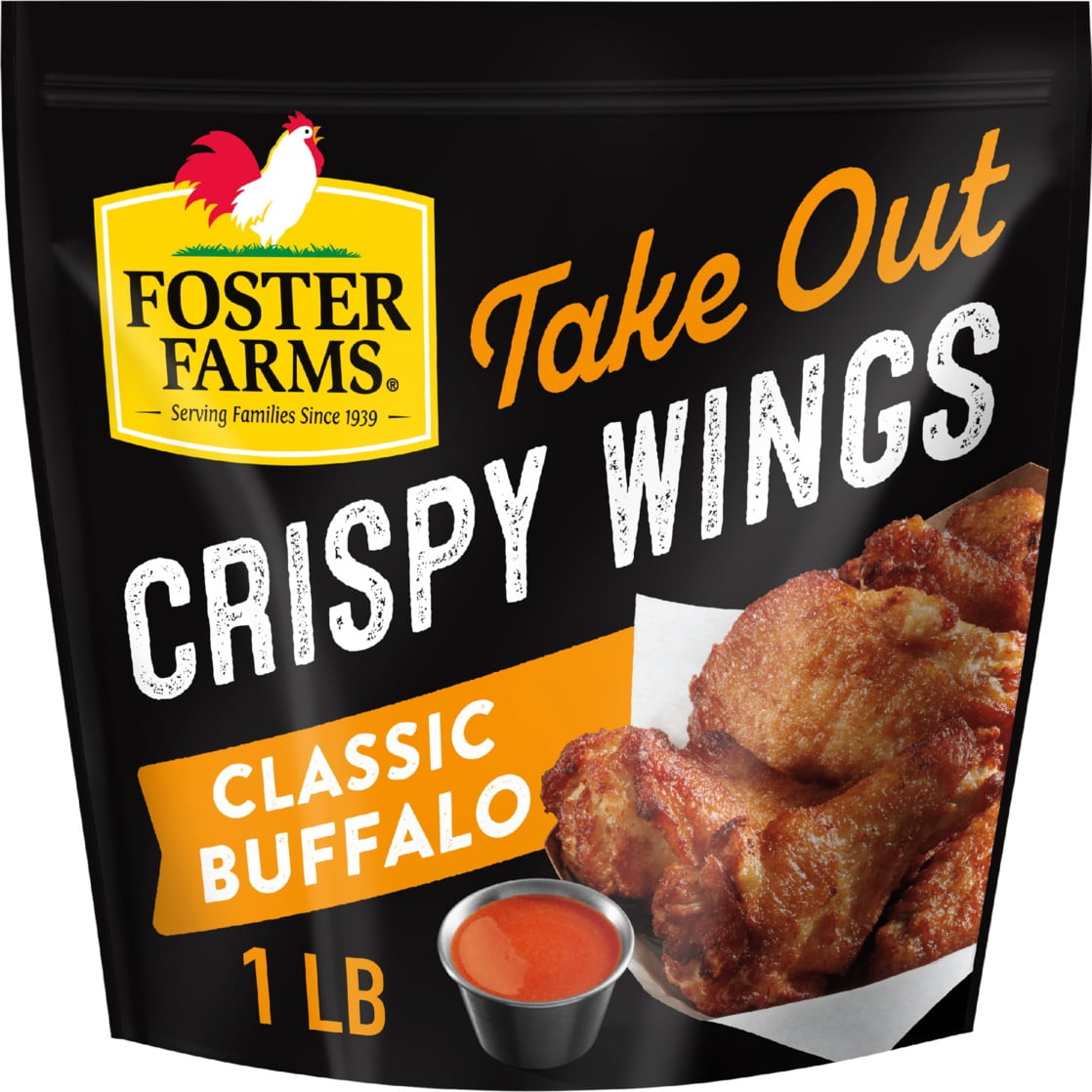 Foster Farms Classic Buffalo Take Out Crispy Chicken Wings, 1 lb (Frozen)