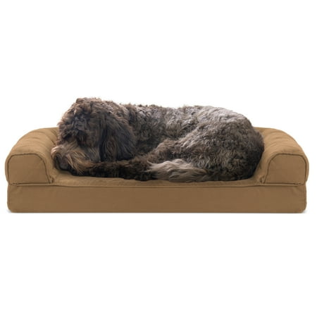 UPC: 0842229105537 | FurHaven Pet Products Quilted Cooling Gel Memory Foam Sofa-Style Pet Bed for Dogs & Cats – Toasted Brown Medium