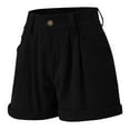 thumbnail image 6 of Baqcunre Ladies High Waisted Solid Color Corduroy Loose Shorts,Color Black,Size M-3XL, 6 of 7