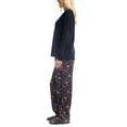 thumbnail image 3 of Goodnight Kiss Women's 3 Piece Pajama Set - Matching Slippers, Long Sleeve T-Shirt and Sleep Pants, Cozy Up, Black/Bows, M, 3 of 6
