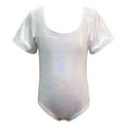 thumbnail image 4 of QUOTAY Girls Latin Dance Gymnastics Leotard Shiny Rhinestone Short Sleeve Unitard Performance Training for Competition Stage Shows Silver,180, 4 of 4