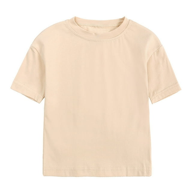 WEIYLL T Shirts for Girl Solid Basic Short Sleeve Crewneck Summer Soft Crew Neck Child Tee Tops for 2-3 Years