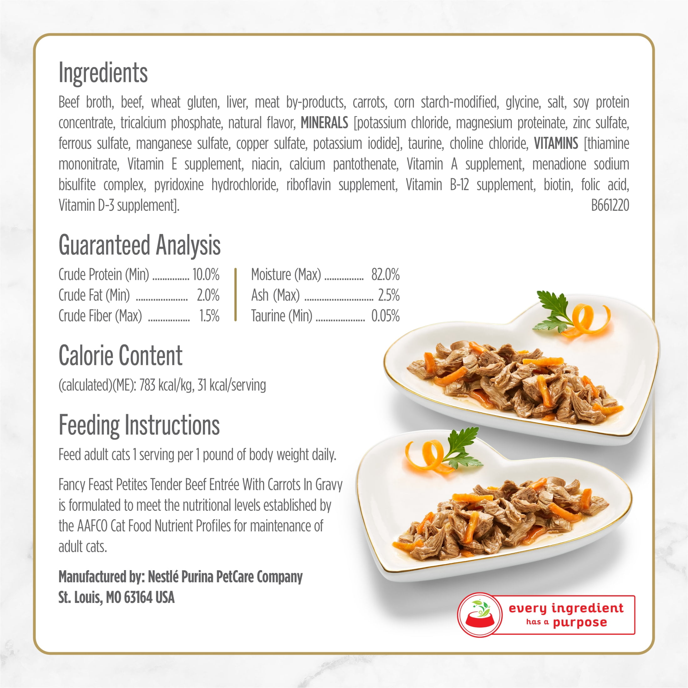 Purina Fancy Feast Petites Tender Beef Entree With Carrots in Gravy Gourmet Wet Cat Food Pate