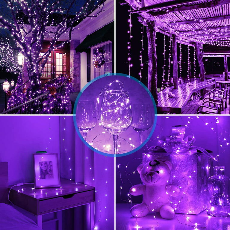 Solar String Lights, 100 LED Solar Fairy Lights 33 feet 8 Modes Silver Wire  Lights Waterproof Outdoor String Lights for Garden Patio Gate Yard Party