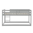 thumbnail image 4 of Twin size Loft Bed, Solid Wood Loft Bed Frame Bunk Bed with Built-in Ladder and Full-length Guardrails for Kids Teens Adults Bedroom Dorm, Space Saving, Gray, 4 of 7