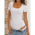 thumbnail image 3 of ANRABESS Ribbed Knit Bodysuit Top for Women Short Sleeve Scoop Neck Fitted One Piece Shirt, Casual Summer Going Out Top, 3 of 9